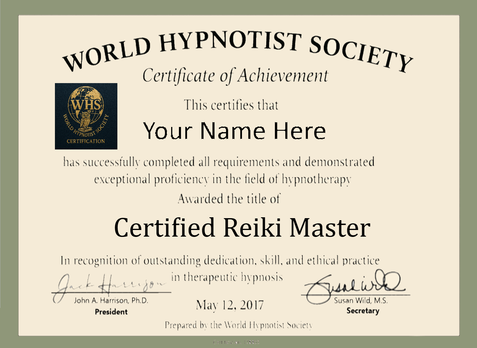 Reiki Master Certificate